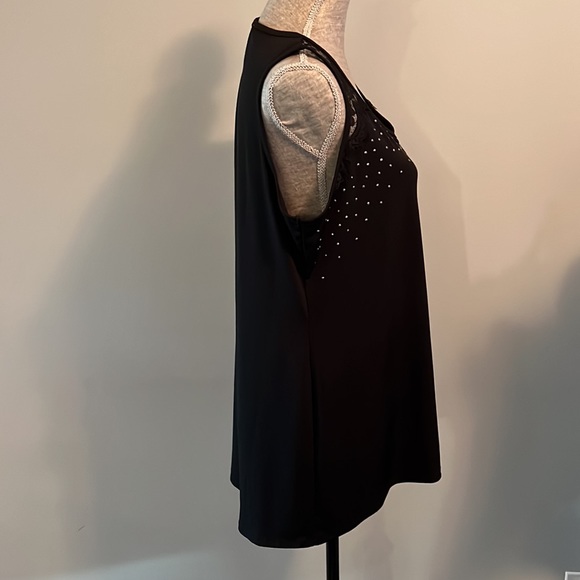 Belldini | XL | Black | Sleeveless Blouse | Lace & Studs embellishment| NWOT - Picture 2 of 6